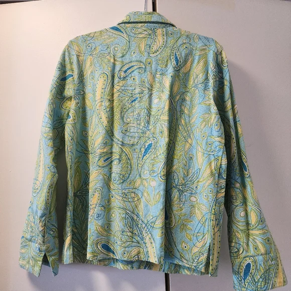 Coldwater Creek Embroidered Paisley Barn Coat SMALL Pastel Coastal Grandma - Picture 5 of 6